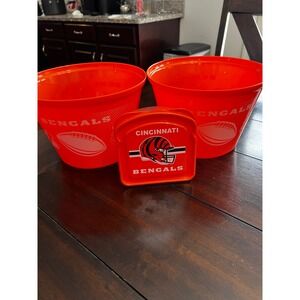 Cincinnati Bengals NFL Football Fan Orange Plastic Buckets & Container Set